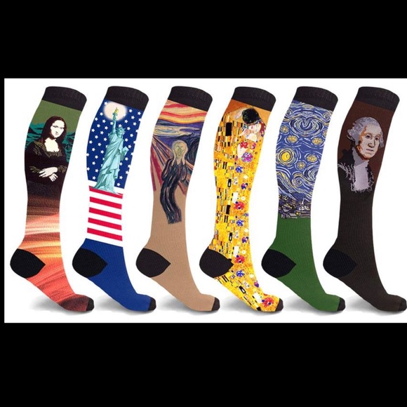 XTF Famous Art Painting Inspired Knee High Compression Socks  6-Pairs NWOT - Picture 4 of 6